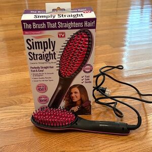 Ceramic Hair Straightening Brush - Black and Pink